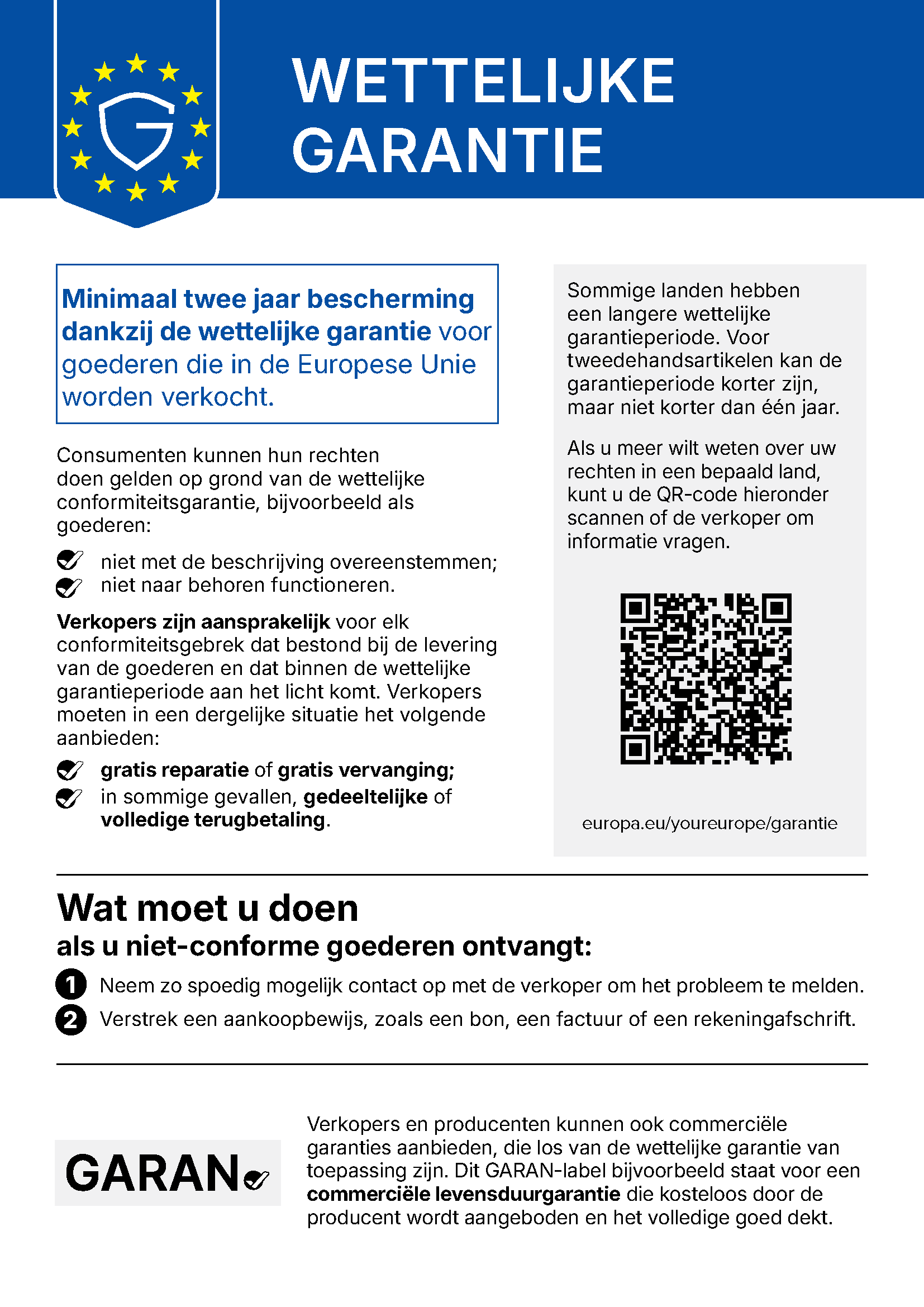 Kennisgeving van de Europese Unie over de wettelijke garantie